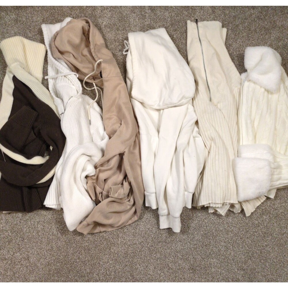Womens Various Sizes Basics Neutrals Zip Up Sweater Sweatshirt Reseller Lot Of 6